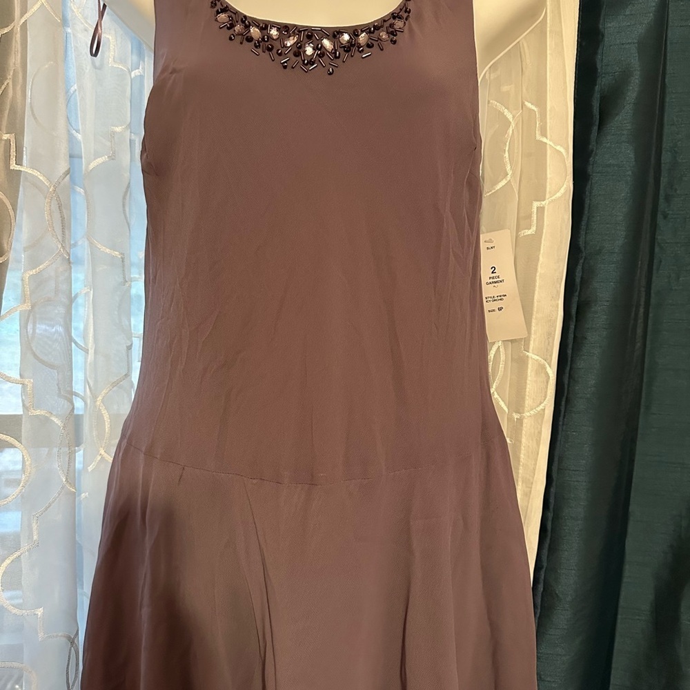 SLNY Sleeveless Dress with Embellished Neckline and Embellished Jacket